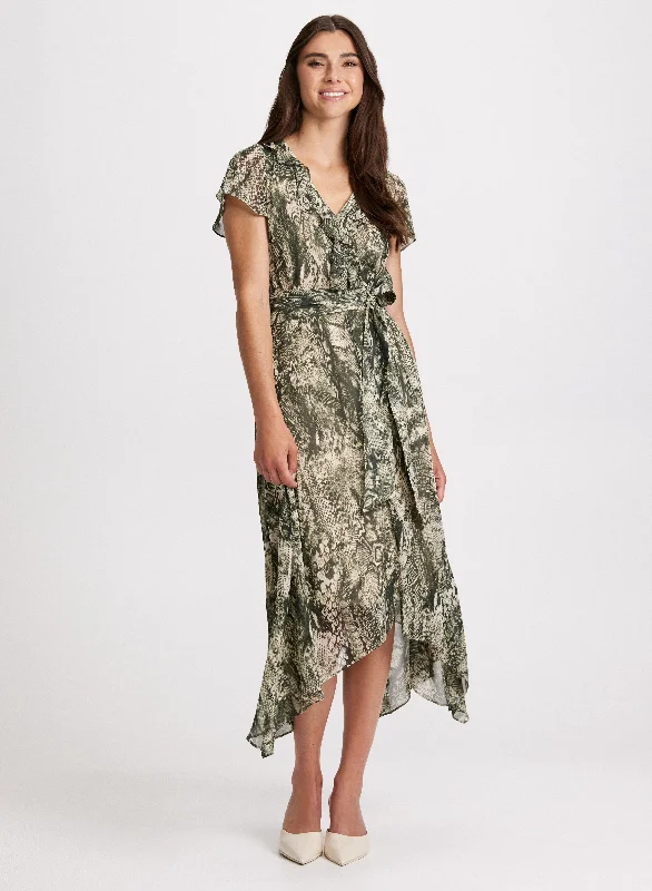 Snake Print Belted Dress