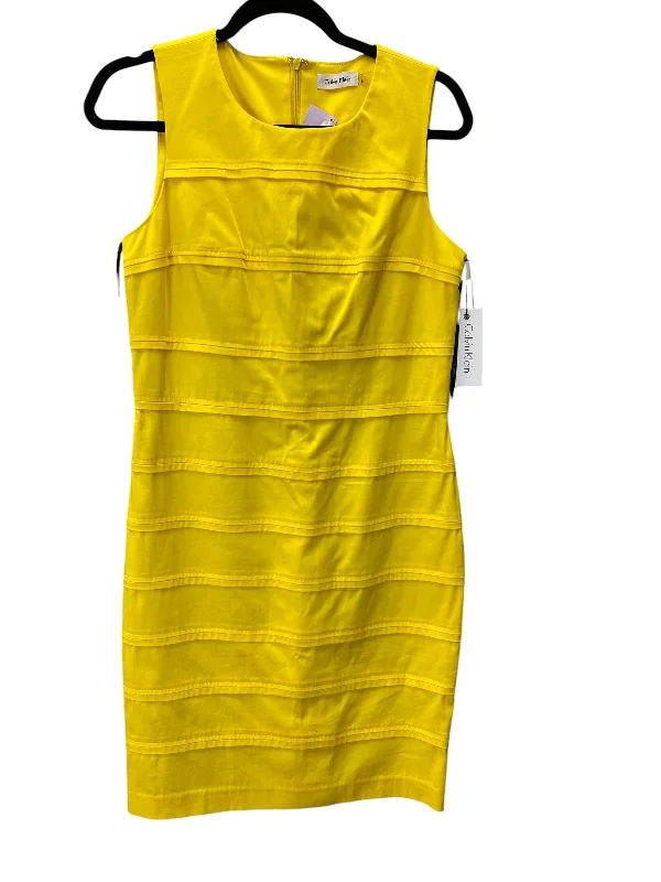 Dress Casual Midi By Calvin Klein In Yellow, Size: M