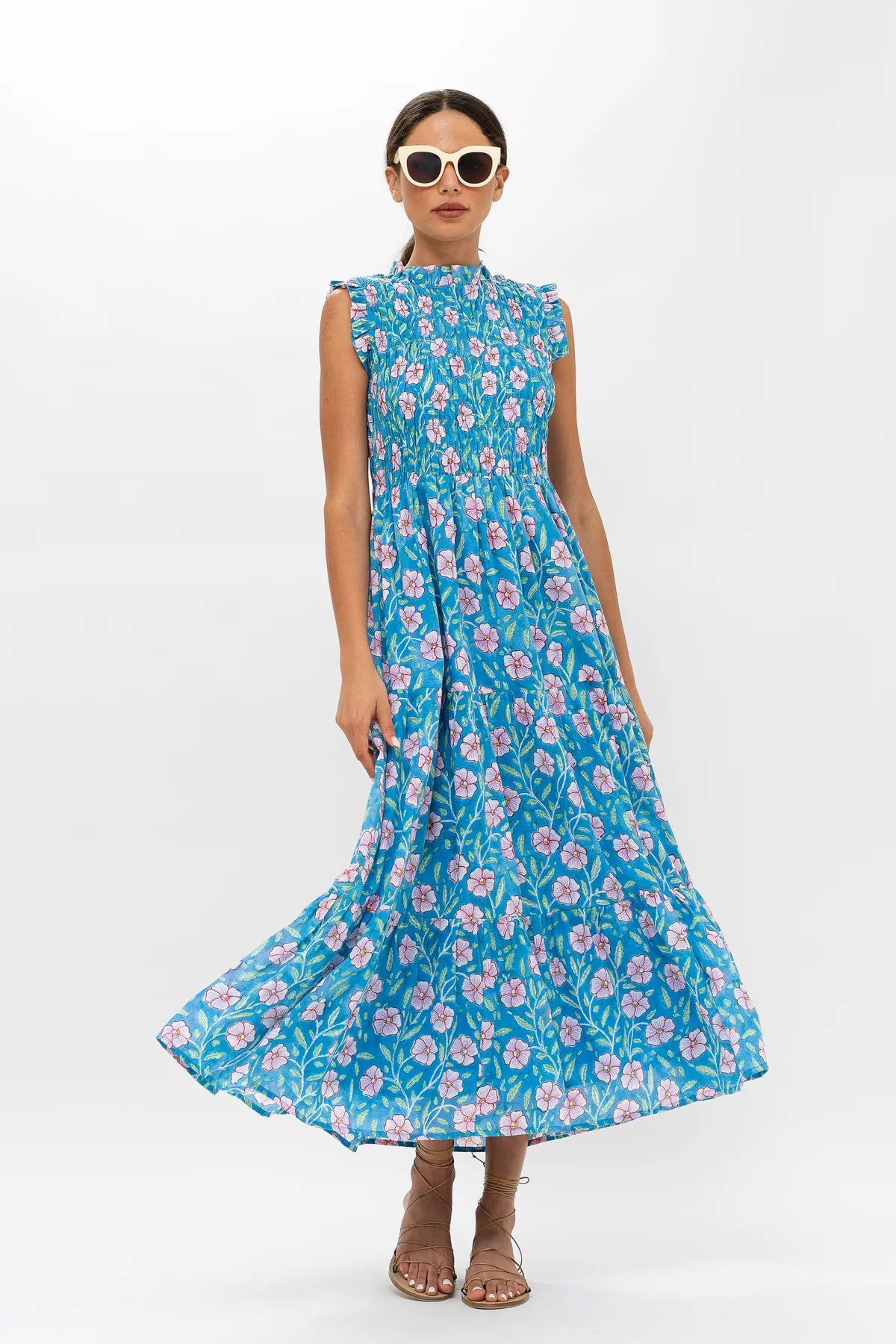 Sleeveless Smocked Maxi Dress - Amalfi Blue