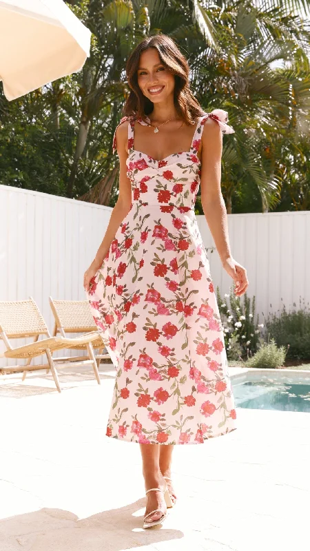 Sylvie Midi Dress - Pink Floral