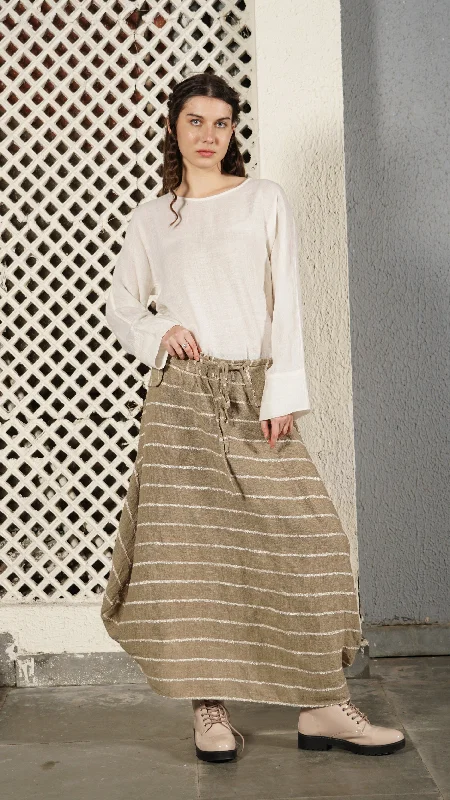 Donovan Linen Blend Skirt in Latte