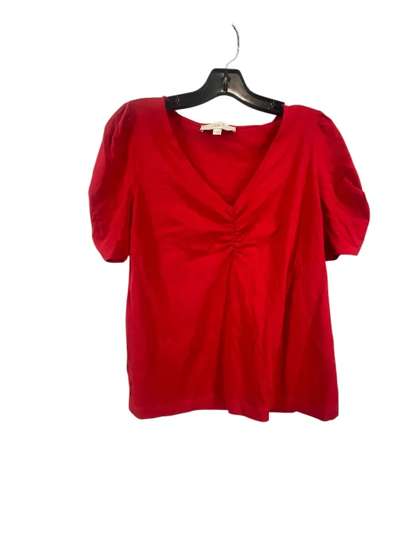 Top Short Sleeve By Loft In Red, Size: M