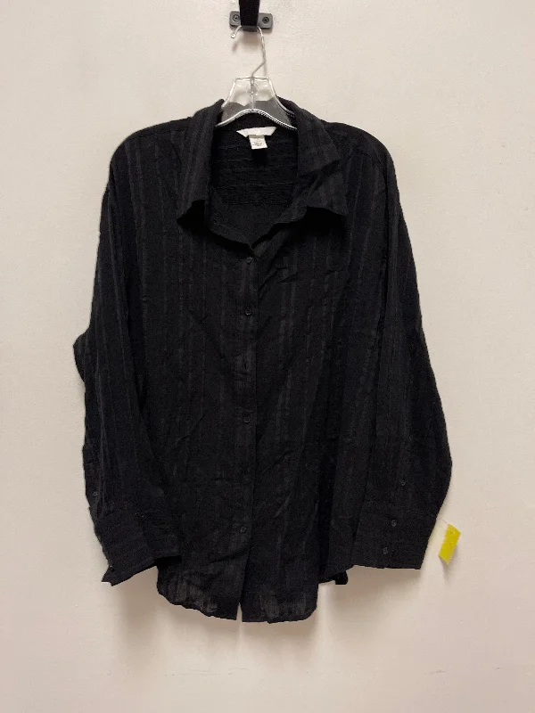 Blouse Long Sleeve By H&m In Black, Size: Xl