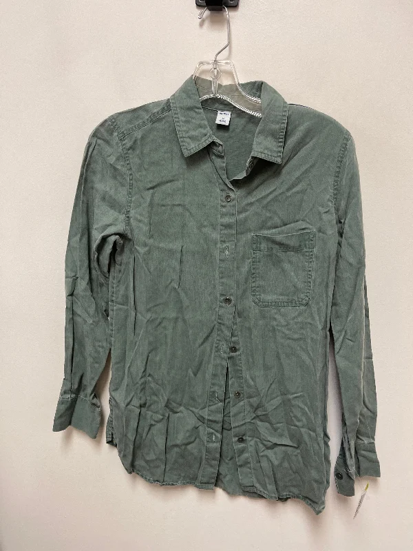 Blouse Long Sleeve By Old Navy In Green, Size: Xs