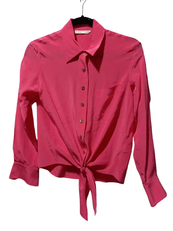 Blouse Long Sleeve By Trina Turk In Pink, Size: Xs