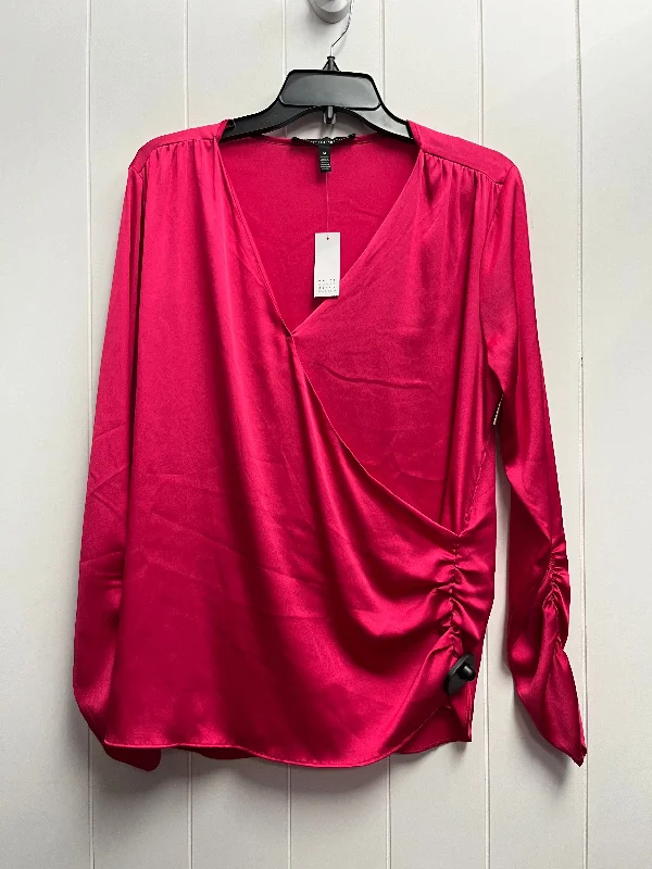 Blouse Long Sleeve By White House Black Market In Pink, Size: M