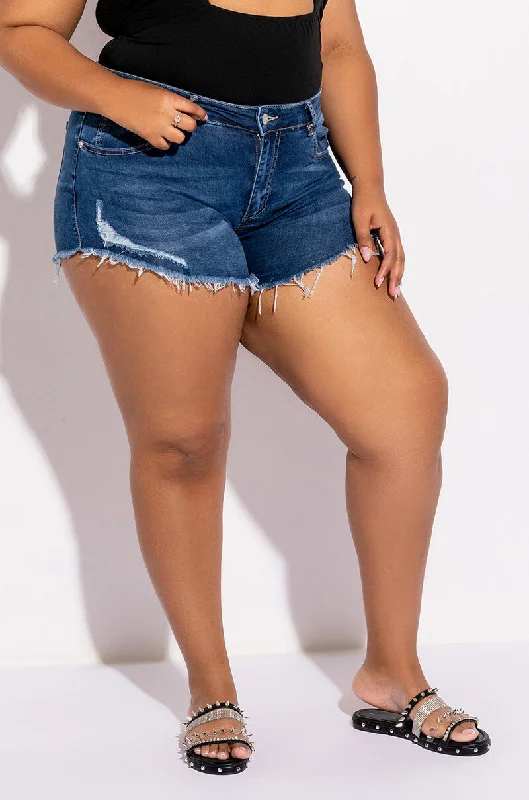 PLUS FLEX-FIT HIGH WAISTED SUPER STRETCHY DENIM SHORTS