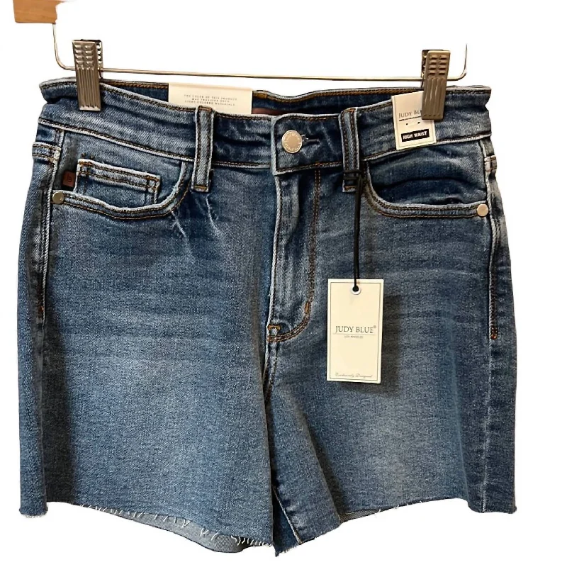 Women's High Waist Short In Med Denim