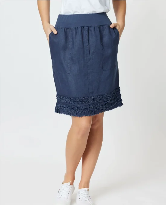 GS Ruffle Hem Linen Skirt