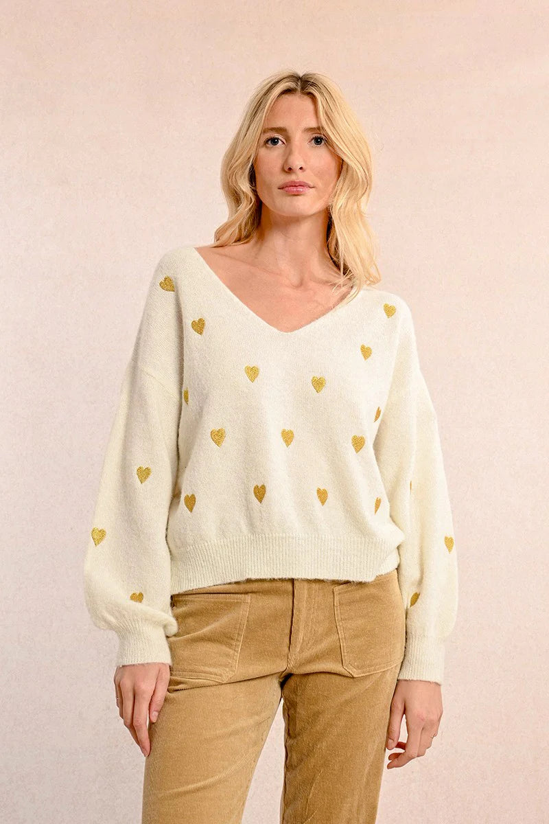 Heart Pattern Sweater - Off White