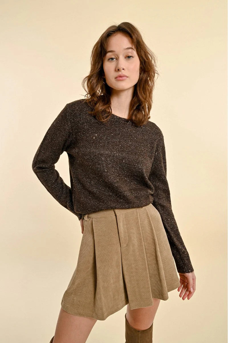 Iridescent Knit Sweater - Chocolate