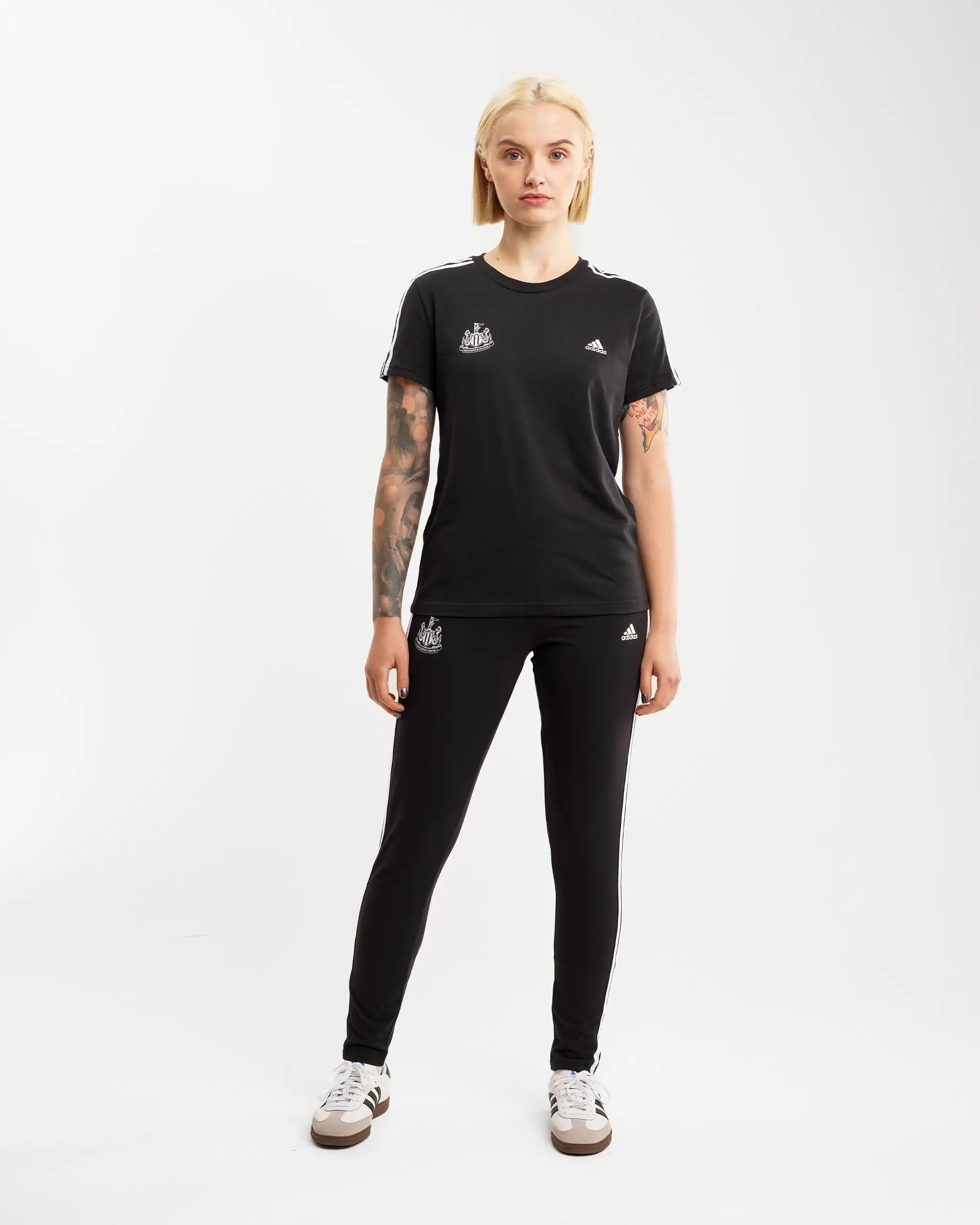 Newcastle United adidas Women's Essentials Slim 3-Stripes Black T-Shirt