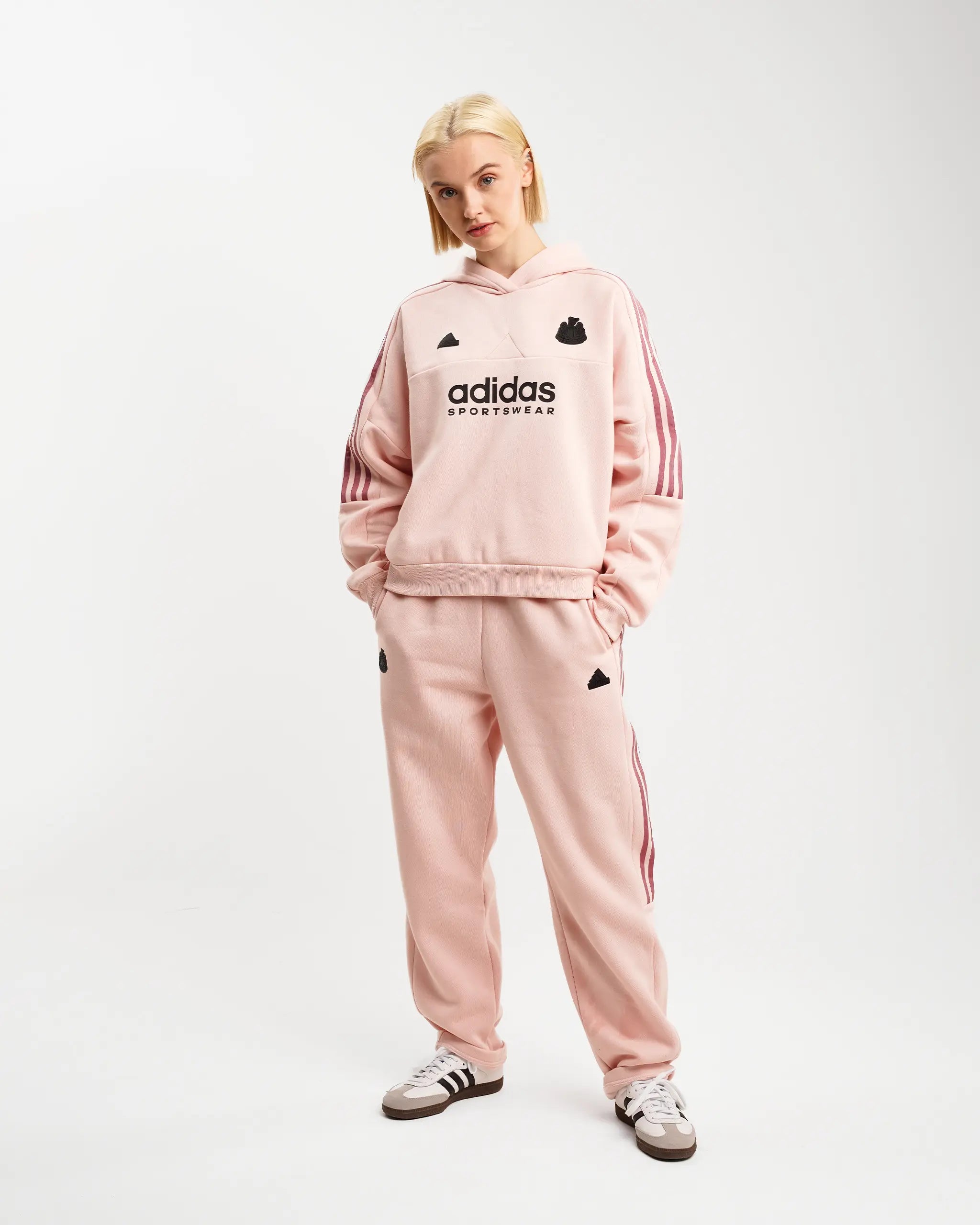 Newcastle United adidas Women's Tiro Cut 3-Stripes Pink Fleece Hoodie