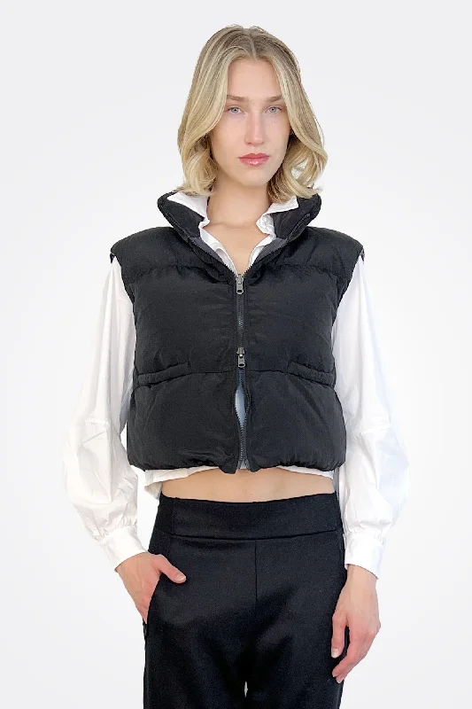 Silk Down Vest - Black