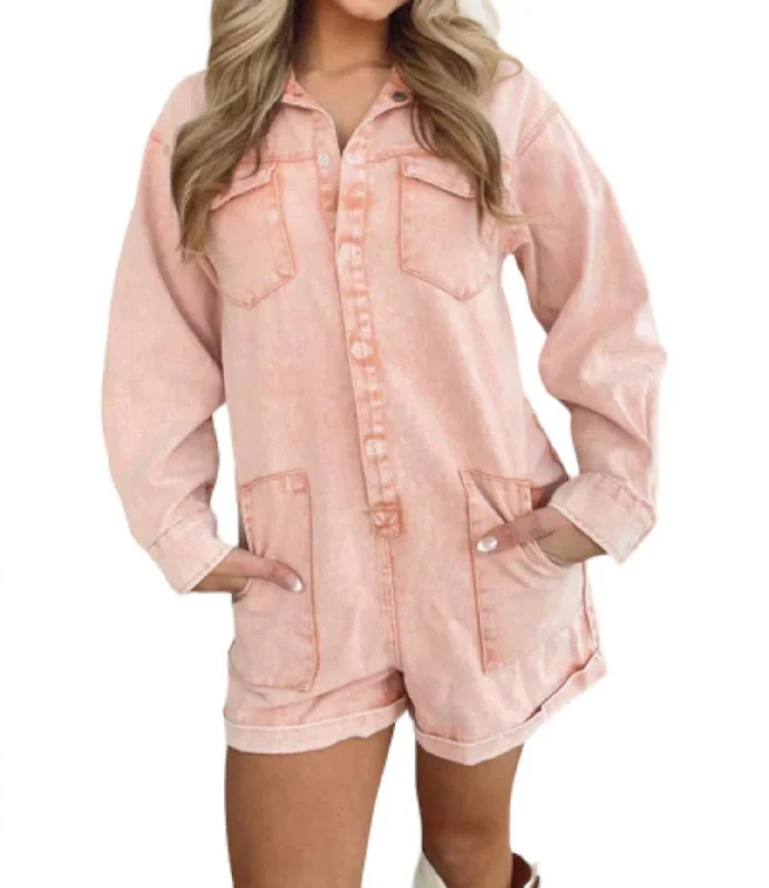 Cargo Romper In Peach