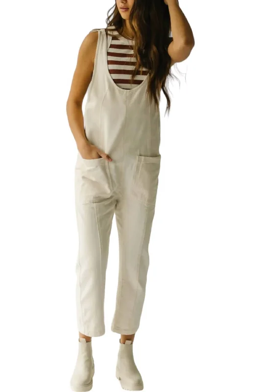 Denim Overall Jumpsuit In Ivory