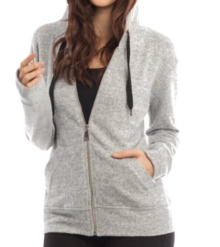 Kourtney Kashmira Zip-Up Hooded Sweatshirt In Gray