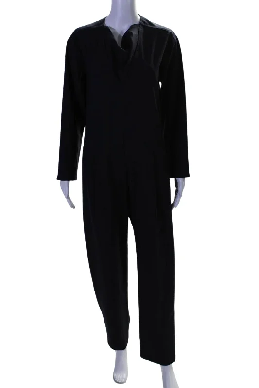 Sea New York Womens Long Sleeves V Neck Slim Leg Jumpsuit Navy Blue Wool