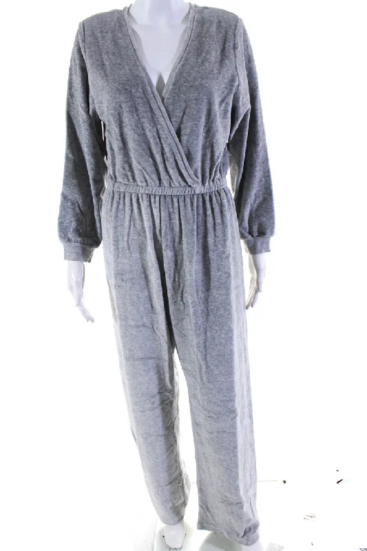 Suzie Kondi Womens VELOUR V-NECK JUMPSUIT FW20-1 GREY MARLE