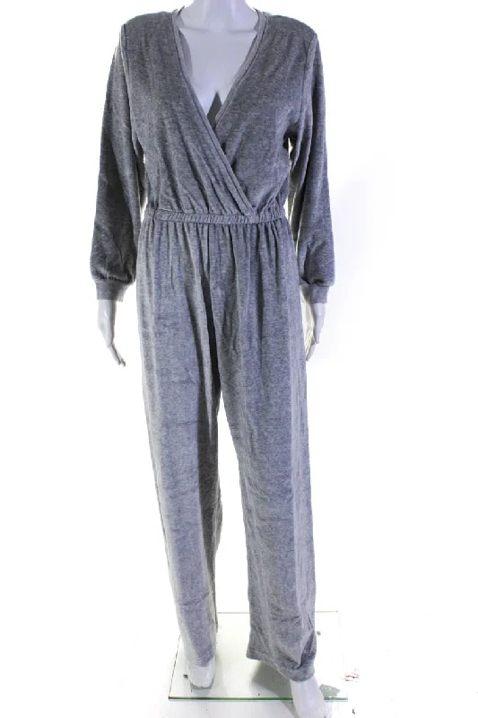 Suzie Kondi Womens VELOUR V-NECK JUMPSUIT FW20-1 GREY MARLE