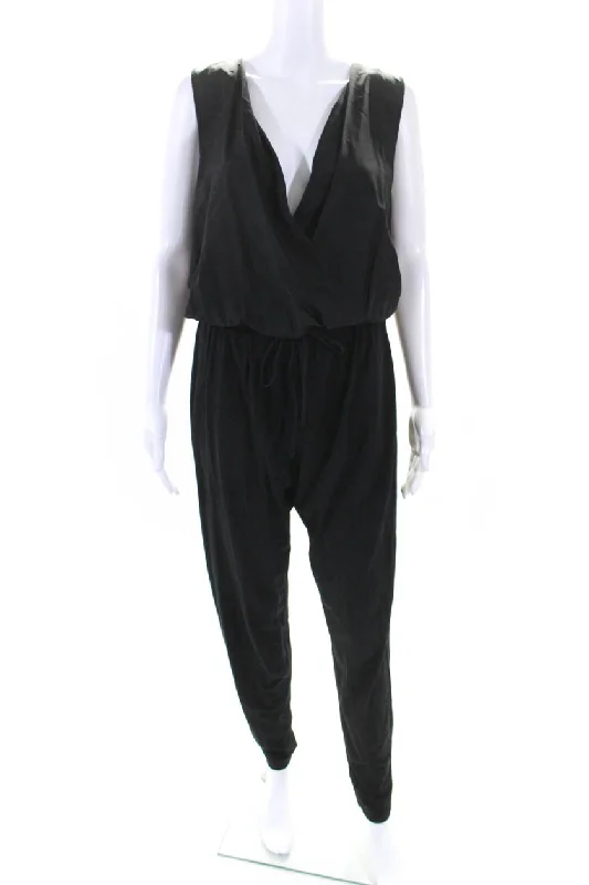 Weekend Max Mara Womens Sleeveless V Neck Slim Fit Jumpsuit Black