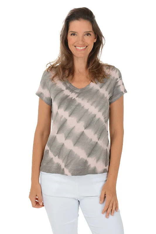 Pink Diagonal Tie-Dye Tee