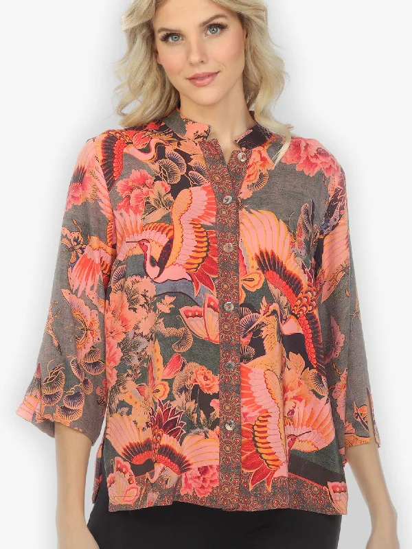 Crane Butterfly Silk Blouse