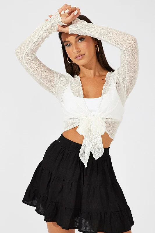 White Bolero Long Sleeve V Neck