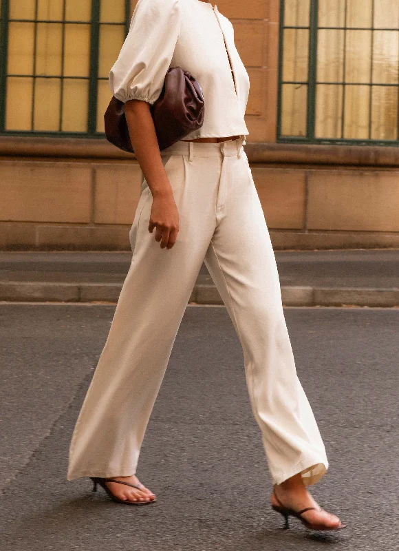 Leila Suiting Pants - Ivory