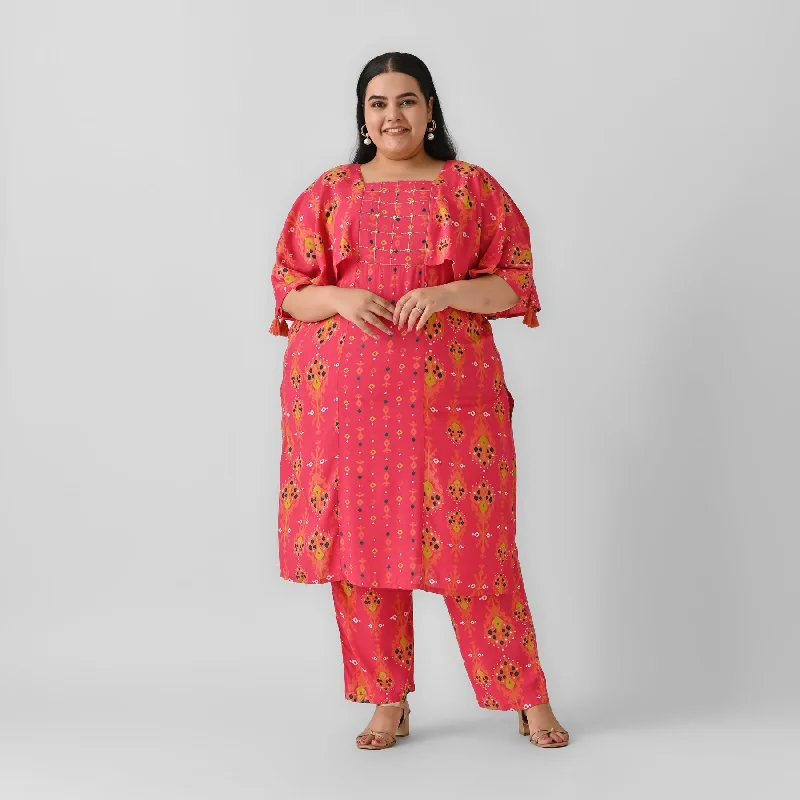 Pink Co-ord Set with Embroidery Details - SOM