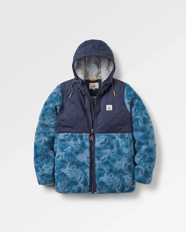 Sefton Recycled Deep-Pile Sherpa Full Zip Fleece - Abstract Mountain Blue Steel