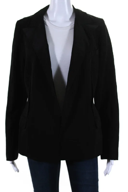 Lanvin Womens Open Front Light Blazer Jacket Black Wool