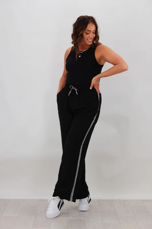 Shine On Label Leni Side Stripe Wide Leg Pants