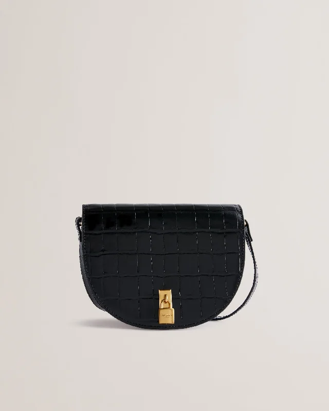 Sohho Padlock Detail Saddle Bag Jet-Black