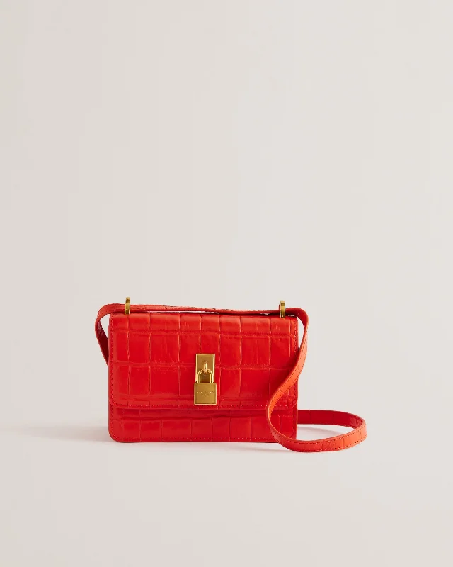 Ssloane Leather Padlock Mini Shoulder Bag Brt-Red