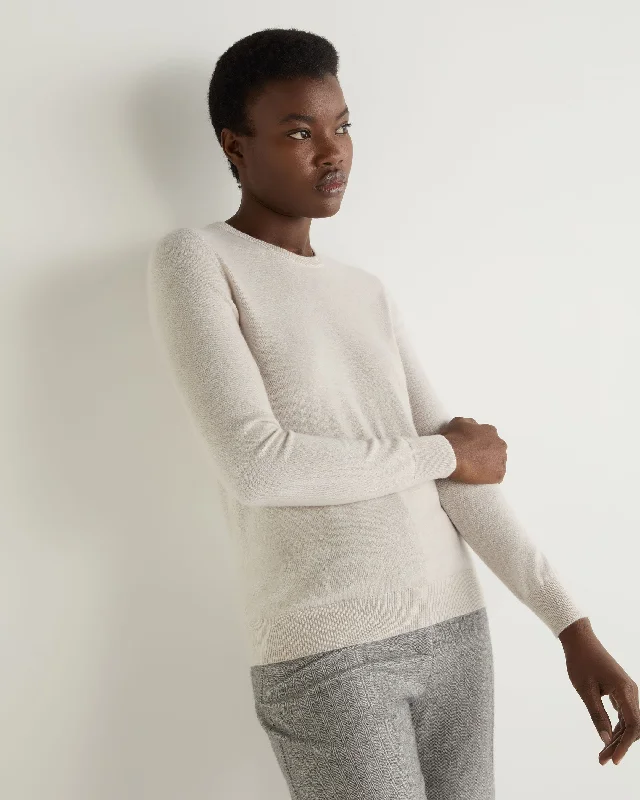 Women's Evie Classic Round Neck Cashmere Jumper Frost White