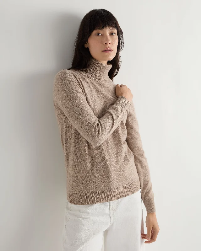 Women's Luna Roll Neck Cashmere Jumper Oatmeal Brown