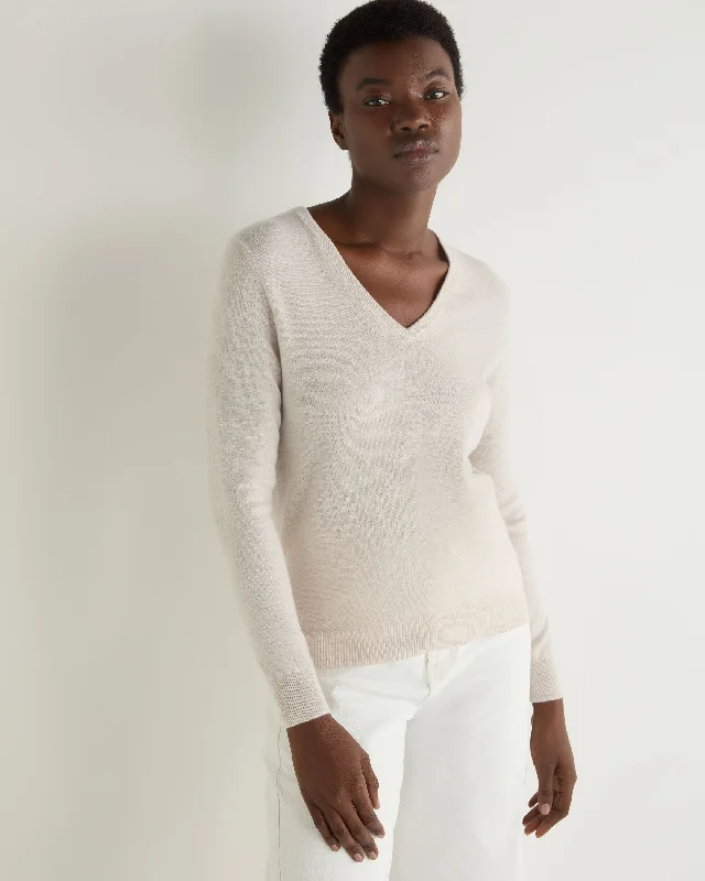 Women's Phoebe V Neck Cashmere Jumper Frost White